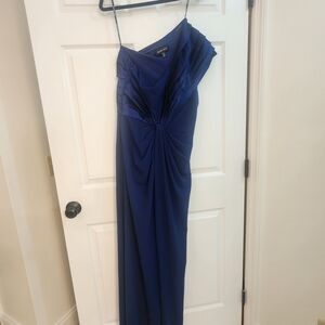 Tadashi Shoji One Shoulder Navy Dress
